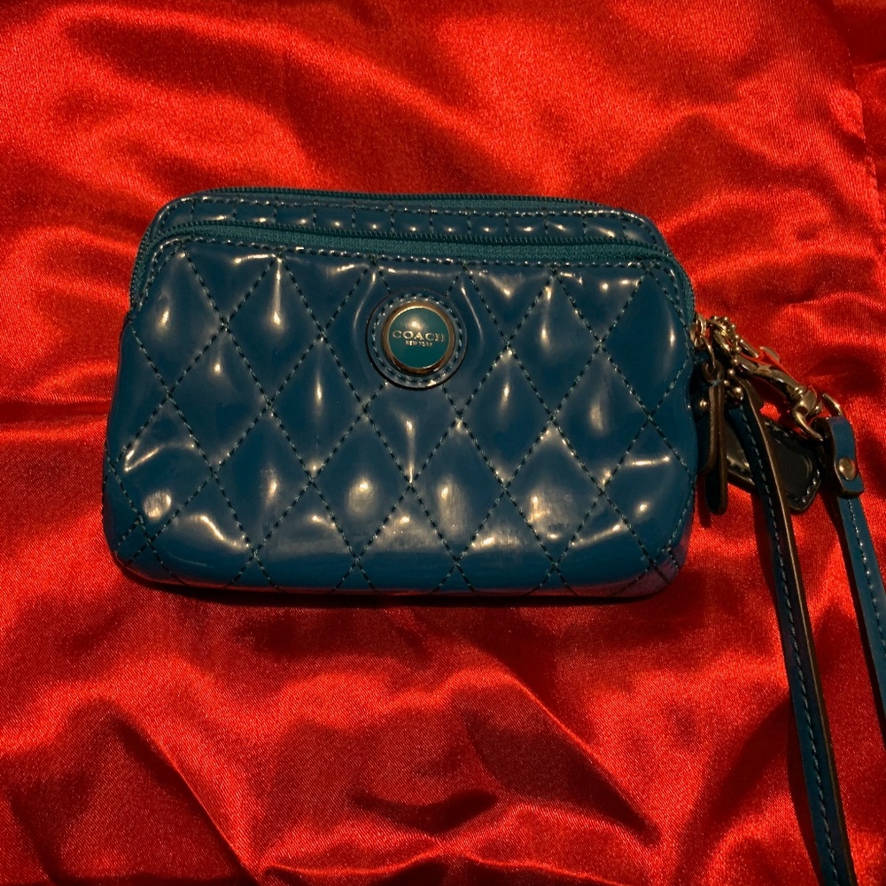 Coach Leather Double Zip Wristlet